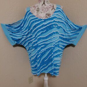 JM Collection Women's Blue Animal Print Blouse. Size XL